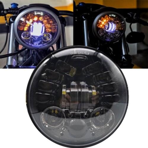 5.75'' LED Headlight Motorcycle White DRL Amber Signal Light for Honda dio Cafe Racer Sportster Street Bob Motorbike Head lamp