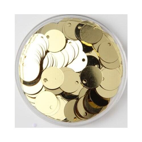 50g 8mm Light Gold Flat Round Sequins For Craft PVC DIY Garment Sewing Wedding Accessories With 1 Side Hole Confetti Spangles