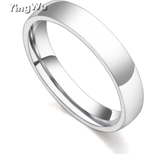 50Pcs Fashion Smooth Silver 316L Stainless Steel Rings For Women Men Simple Rings Jewelry Bulk Lots