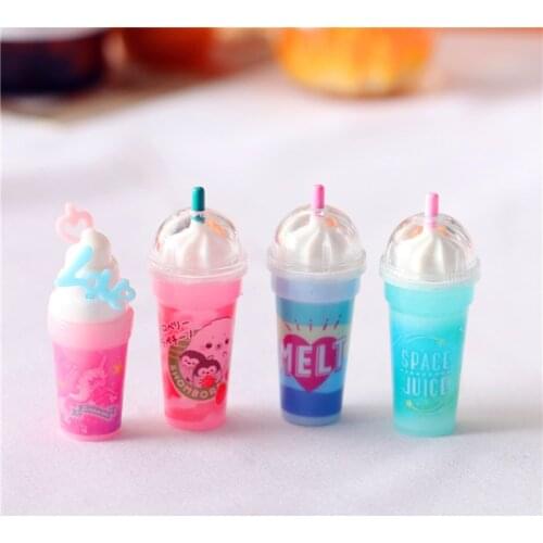 6PCS Dollhouse Miniature Black Tea Beverage Juices Drink Pretend Play Doll House Furniture Decration Accessories Toy