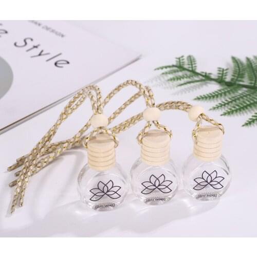 8ML Flat Round Logo Car Pendant Empty Car Perfume Glass Bottle 100PCS/LOT