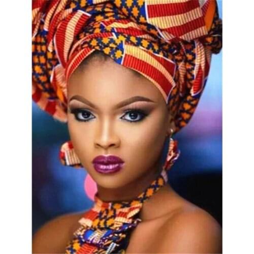 African Woman DIY Embroidery Cross Stitch 11CT Kits Needlework Craft Set Cotton Thread Printed Canvas Home Decoration Sell