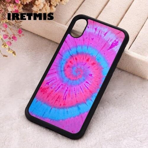 Iretmis 5 5S SE 2020 phone cover cases for iphone 6 6S 7 8 Plus X Xs XR 11 12 MINI Pro Max Soft Silicone TPU Pink & Blue Tie Dye