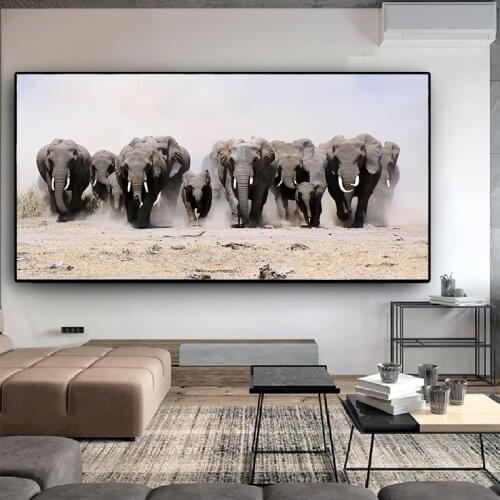 Black and White Africa Elephant Wild Animals Canvas Painting Posters and Prints Cuadros Wall Art Pictures For Living Room Decor