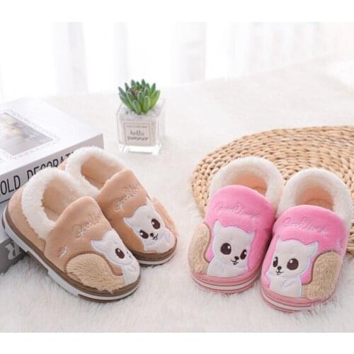 Children boys slippers shoes autumn/winter kids cotton home slippers indoor shoes warm non-slip cartoon plush slippers