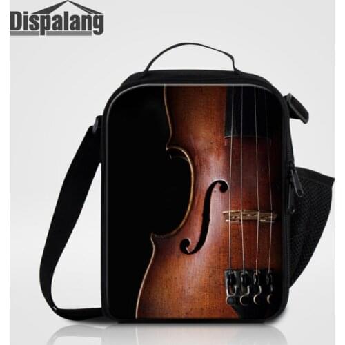 Dispalang Art Kids Insulated Cooler Lunch Bag Violin Prints Picnic Lunchbag for Kids Women Office Thermal Lunch Box