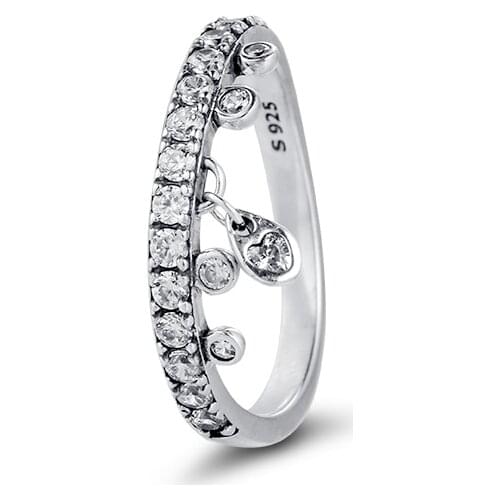 Chandelier Droplets Rings with Clear CZ 100% Authentic 925 Sterling-Silver-Jewelry Free Shipping