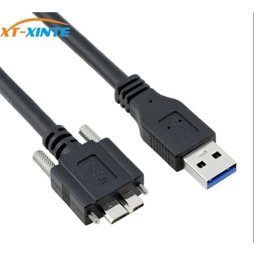 USB 3.0 A type Male To Micro B Male Extension Camera Cable USB3.0 AM-MicroB Cord 1.5M 2M 3M 5M with Locking Screws