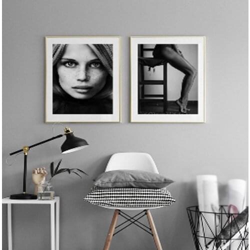 HAOCHU Figure Painting Sexy Girl Wall Alphabet Art Print Poster Simple Nordic Wall Pictures Canvas for Living Room Home Decor
