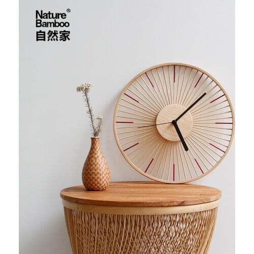 Japanese Creative Wood Wall Clock Vintage Unique Living Room Nordic Mute Wooden Wall Clock Designs Shabby Chic Home Decor C6T