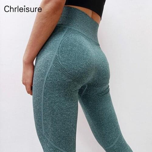 CHRLEISURE Seamless Women Leggings With Pocket Push Up Training Running Sportswear Gym Workout Pants Fitnesss Slim Legging