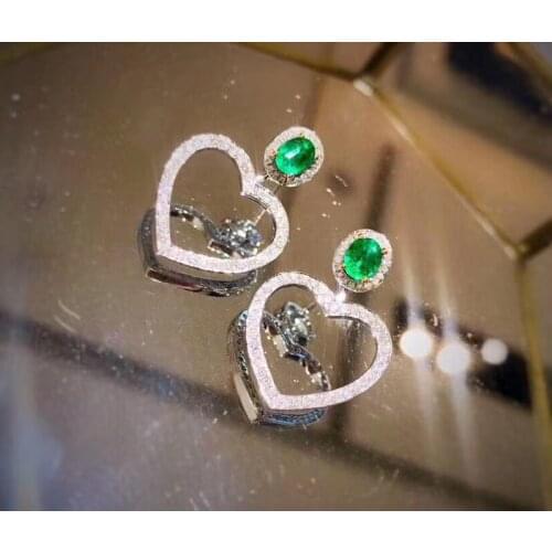 Best Gift Real and Natural Emerald Earring Natural And Real 925 sterling silver Emerald Earring