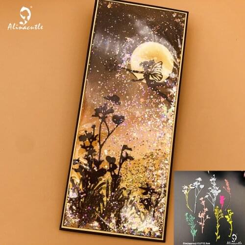 Alinacutle Metal Cutting Die Cut 9PC Jungle Flower Leaves Branch Scrapbooking Paper Craft Handmade Card Album Punch Art Template