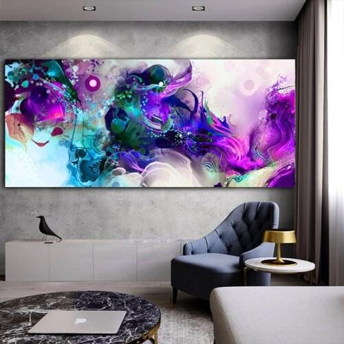 Colorful Ocean Abstract Landscape Large Canvas Painting Modern Wall Art Picture Poster and Print for Living Room Decoration
