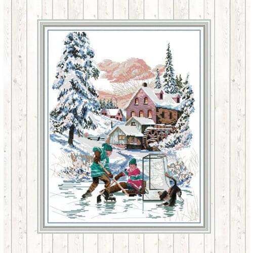 Ice Hockey Handmade 14CT 11CT Counted Stamped DIY Needlework Crafts Cross Stitch Embroidery Kit DMC Cotton Thread Printed Canvas