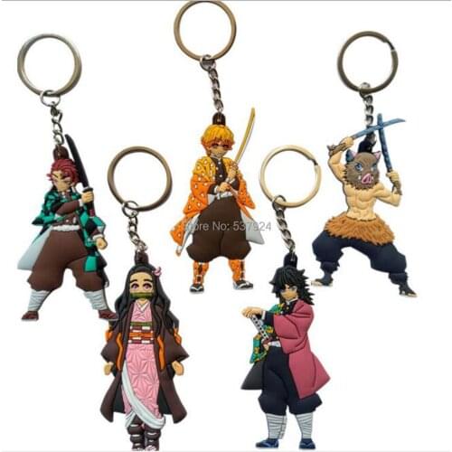 New 20Pcs Kimetsu no Yaiba #1 Rubber Keyring Action Figure Toy