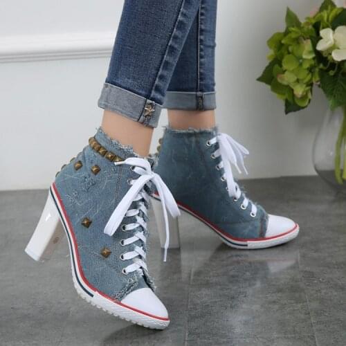 2021 New European Station Womens Shoes Korean Super Hot Denim Casual Shoes Canvas Fashion Rivet Student Shoes