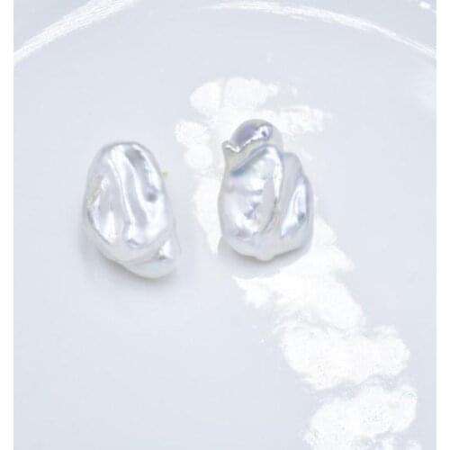 New Favorite Pearl Earrings Top Quality Baroque Huge Genuine Freshwater Pearls Gold Stud Earrings Women Gift Fine Jewelry