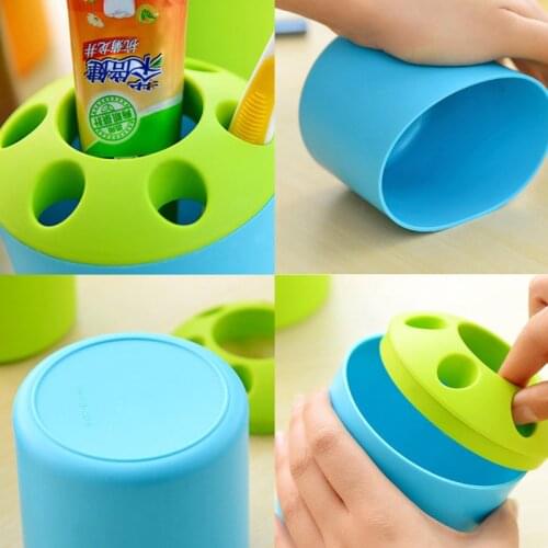 1pcs 6 Hole Desktop Plastic Storage Useful Couple Toothbrush Holder Home Container Storage Decoration ToothPen Case