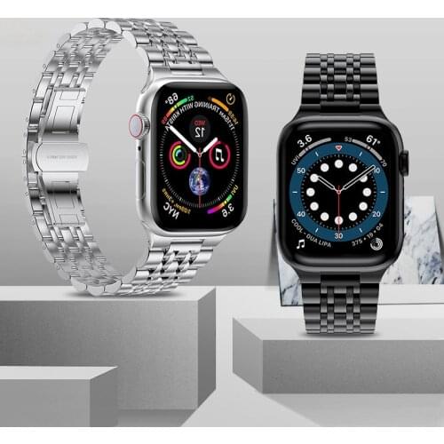 For Apple watch 6 band se Series 5 4 44mm 40mm bracelet Upgraded adapters Stainless Steel strap for iwatch 3 42mm 38mm bands