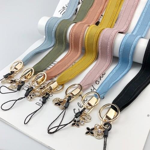 Pure Color Charm Neck Strap Lanyards for keys ID Card Gym Mobile Phone Straps Hanging Rope Camera USB Holder Mobile Phone Straps