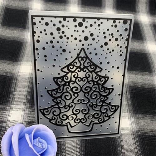 Embossing plastic folding making Christmas tree greeting card background Used for DIY scrapbook folder embossing mold