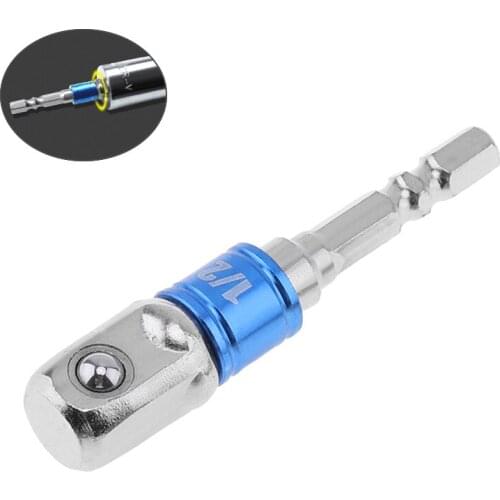 1 PC 6.35mm Hex CRV Shank Socket Extension Conversion Adapter with 1/2" Square Head for Extension Drill Bits Power Tool