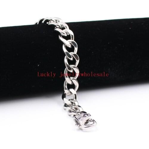 Vintage clasp 8.66'' Stainless Steel 10mm/15mm wide Fashion Gifts Cuban Curb Link Chain Bracelet Bangle Men Boys Jewelry