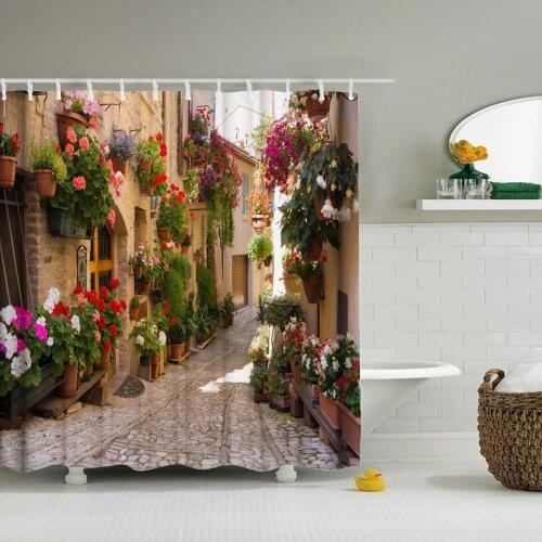 3D Flower Lane Bathroom Waterproof Shower Curtain Closestool Cover Carpet