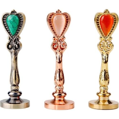 Retro Gemstone Sealing Wax Stamp Handle DIY Hobby Tools Seal Stamp Replace Handle Head Sealing Wax Bead Spoon Stamp Craft Gift