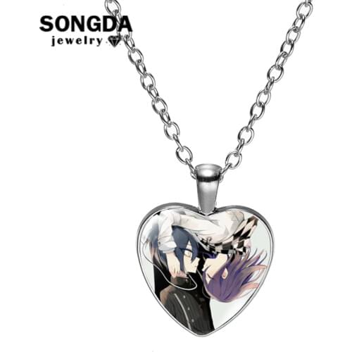 SONGDA Anime Danganronpa Heart Necklace Oma Kokichi Pendant Chain Accesories For Women Jewelry Hobby Collectibles Christmas Gift