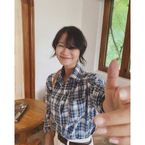 2021 Women Blue Plaid Shirt Blouses Za Woman Cardigan Tops Tunics Oversize Clothing Vintage Free Shipping Oem Long Sleeve Autumn