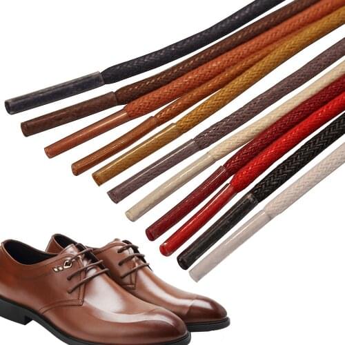 1Pair 80/100/120cm Waxed Round 3MM Thickness Cotton Shoelaces Wearable Durable For Outdoor Boots Sport Sneakers Formal Shoes
