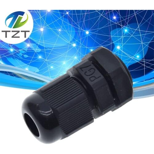 10pcs PG7 Black Waterproof Plastic Nylon Cable Gland Connectors Joints