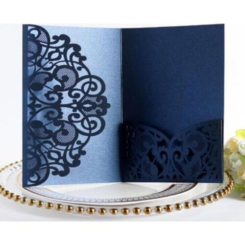 100pcs/set European Business Invitation Card Hollow Lace Wedding Birthday Invitation Card Festival Party Greeting Postcard