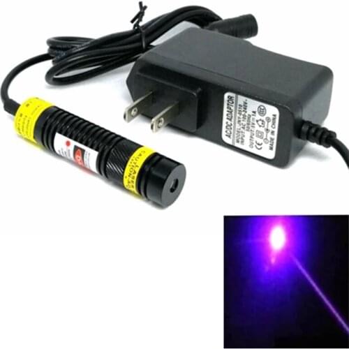 405nm Laser 200mw Purple Blue Laser Focusable Head Dot Module High Power 16x68mm with 5V 1A Power Adapter