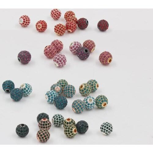 5pcs / lot Wholesale Red Crystal CZ Round Beads For Jewelry Making DIY Copper Spacer Beads Bracelet Necklace Jewelry Accessories