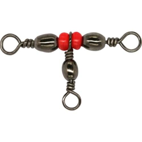 500Pcs/lot Fishing Accessory Snap 3 Way Brass Barrel Rolling Swivel Ring Fishhook Lure Line Connector Beads Tackles Pesca Peche