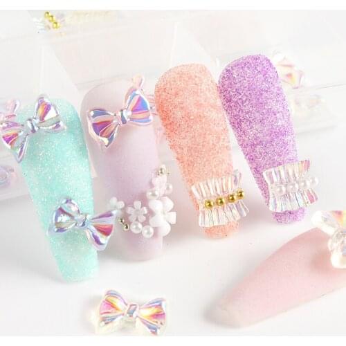 AB Ballet Skirt Nail Art Rhinestone For Nail Design Pearls Bow Nails Accessories Charms Manicure Decorations Supplies RK140140