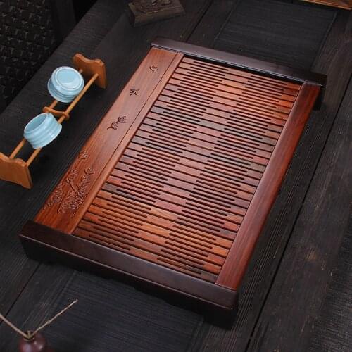 Simple Bamboo Tea Tray Water Bubble Storage Dry Japanese Style High Quality Tea Tray Eco Friendly Plateau Bois Teaware DF50CP