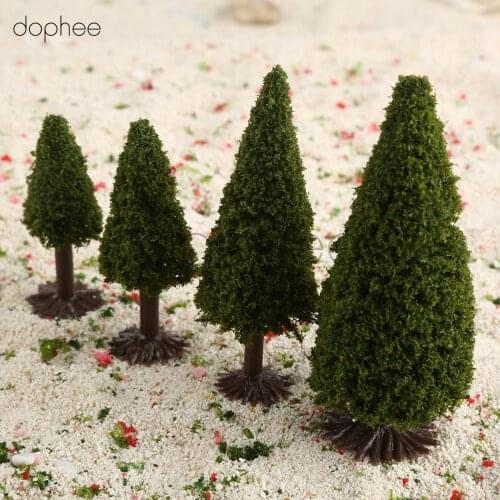Dophee 15pcs Model Trees Mixed size 10cm 8cm 6cm Green Scenery Landscape Model Cedar Trees Miniatures Trees Building model
