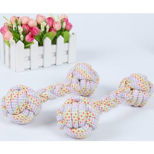 Pet toy cotton rope chew toy bite-resistant woven dumbbell dog toy,Q195