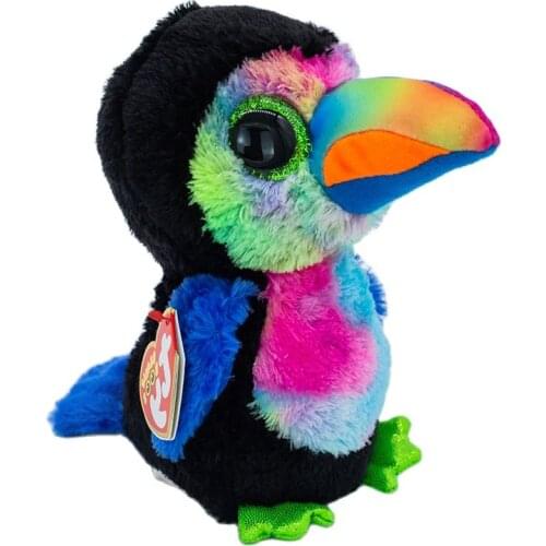 New 6" 15cm Ty Big Eyes Stuffed Peas Plush Animal Soft Bixby Parrot Color Doll Collection Boys Girls Birthday Christmas Gifts