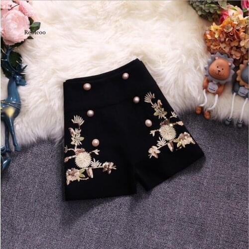 Summer Embroidery Floral Suit Fabric Spring Summer Womens Shorts