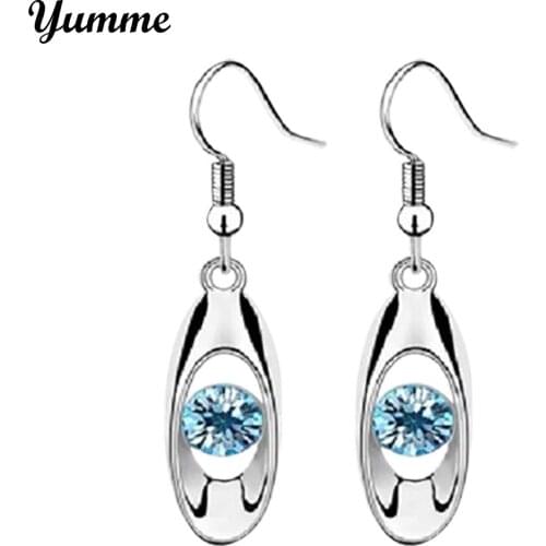 Fashion Boho Retro Blue Oval Stone Earrings For Women Vintage Ethnic Silver Color Long Drop Earrings Jewelry Female Gift #LR2