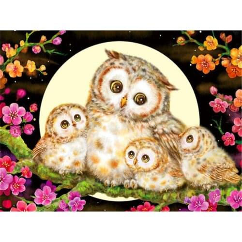 Full Square Diamond Painting Set Cartoon Animal Owl5D DIY Diamond Embroidery Owl Pictures of Rhinestones Mosaic Craft Kit