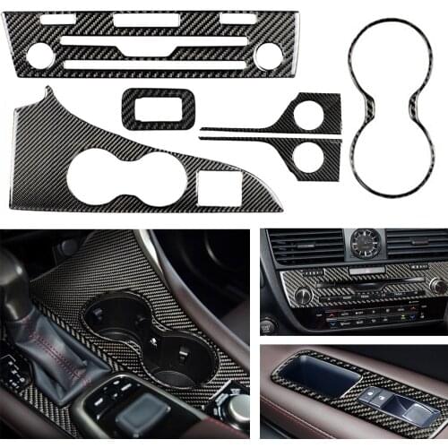 Carbon Fiber Car interior Trim Sticker For Lexus RX300 270 200T 450H 2016-2019 CD Console Water Cup Door Handle Panel Trim Decor