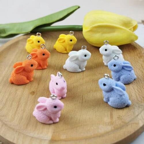 10pcs Cute 3D Simulated Rabbit Resin Charms DIY Craft Decoration Jewelry Finding For Making Earring Accessory Handmade