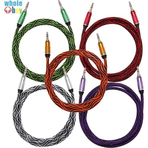 Durable Aux Cable 3.5mm Jack Nylon Braided Audio Cable Male to Male Aux Cord for iphone Samsung for speaker wholesale 50pcs/lot