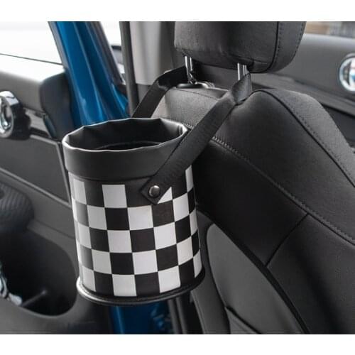 Check Min Cooper Trashcan Multifunctional Vehicle Storage Bucket Rear Hanging Bag